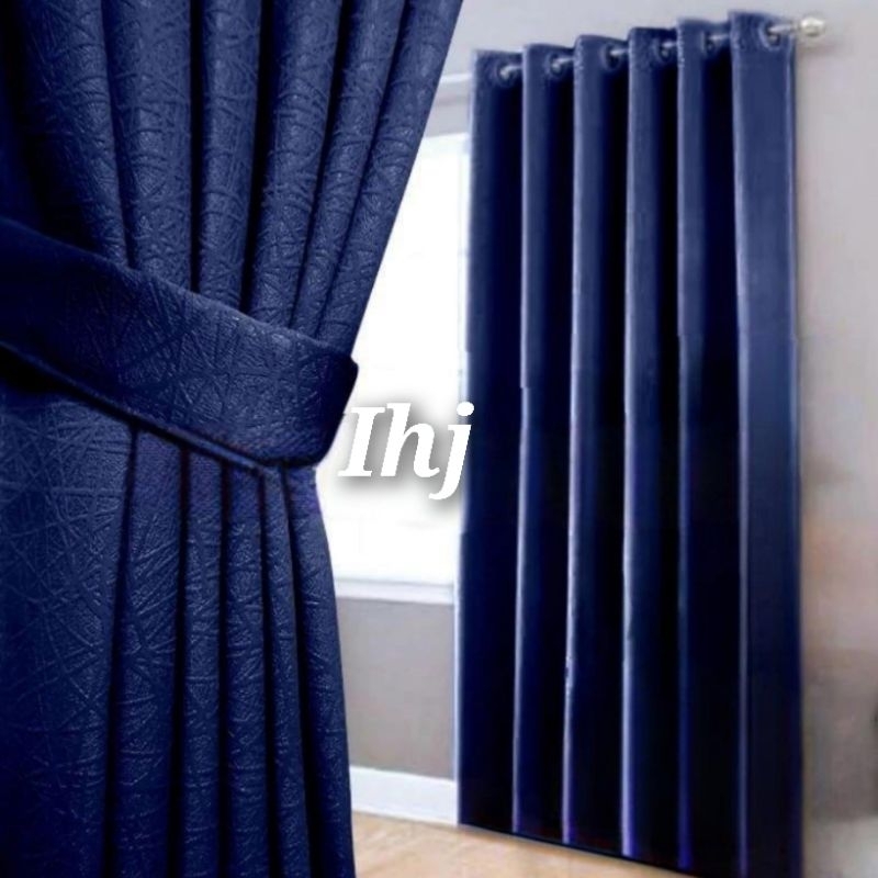 Gorden Blackout impor Polos 6 Gelombang  Gordyn Jendela Dan Pintu Tirai Panjang Pendek