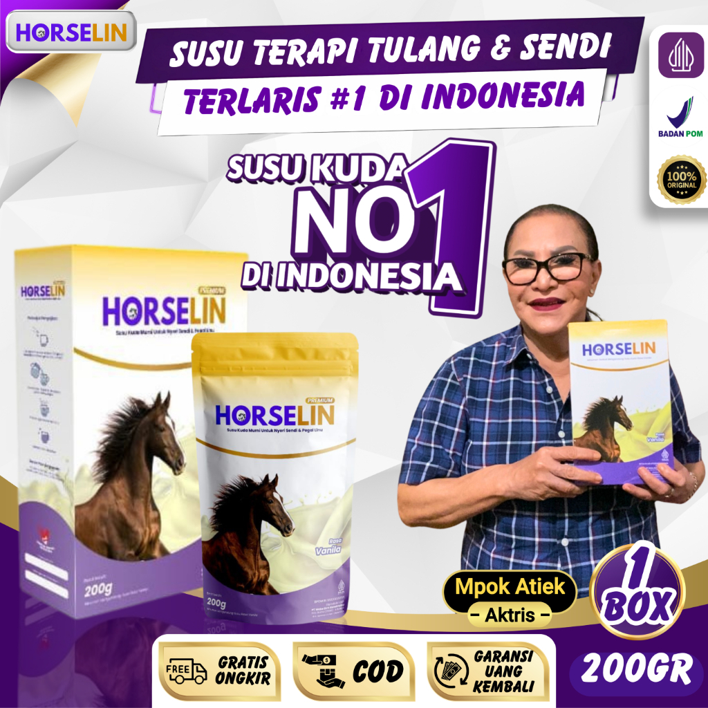 

HORSELIN Susu Kuda Liar Sumbawa 200gr Atasi Nyeri Sendi Asam Urat & Pegal Linu Original BPOM 1 BOX