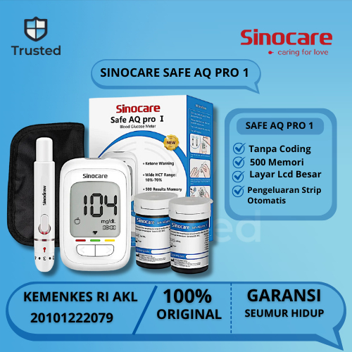 Alat Cek Gula Darah Lengkap Sinocare Safe AQ Pro | Paket Tes Gula Akurat & Praktis