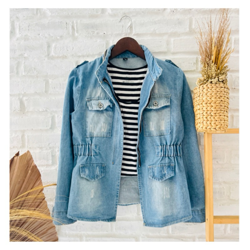 PRELOVED JACKET JEANS PARKA LIGHT BLUE