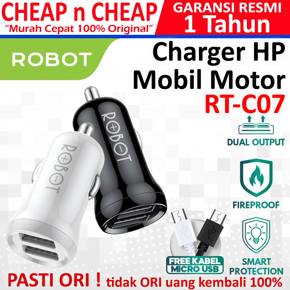 Robot Car Charger Dual Output RT-C06 2 USB - Charger Cas Casan HP Mobil Motor