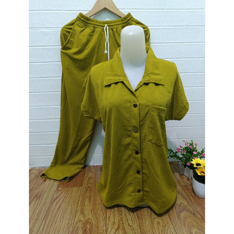 Setelan Voxy Kemeja Kancing Variasi / Setelan Wanita Bahan Voxy Premium