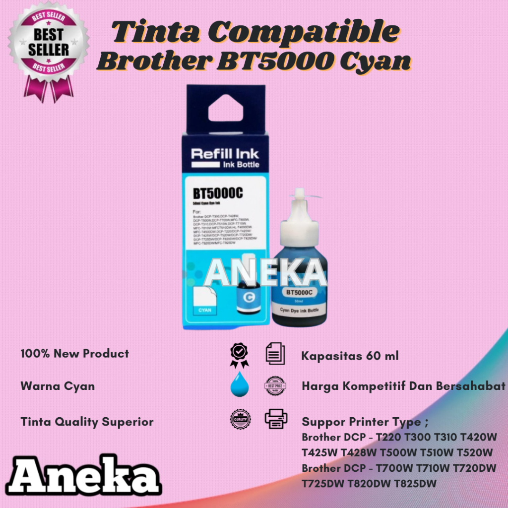 Tinta Refil Compatible Brother BTD60BK BT5000CYM For Printer - Brother DCP - T220 T310 T420W T425W T