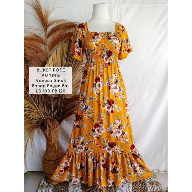 DASTER VANESA REMPEL PANJANG / DASTER KARET SMOKE SMOK / DASTER KERUT RAYON