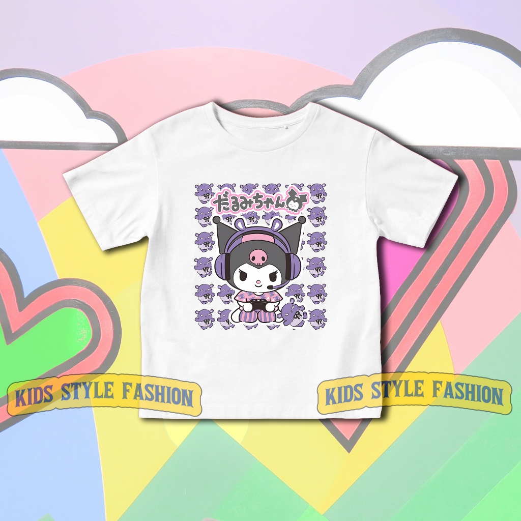 T-Shirt Kaos Anak Kuromi Sanrio Baju Anak Keren