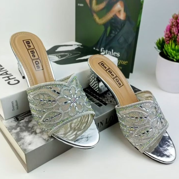 Sendal Wedding Wanita | Sandal Pesta Elegan Import Hak 5Cm Size 36-42 Jumbo By La Ba Be Ga Shoes