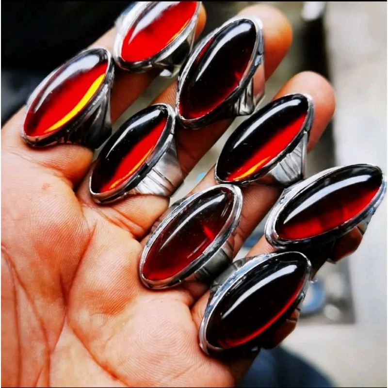 Batu permata cincin merah pandan pria elegan siam Bangkok cristal top Quality