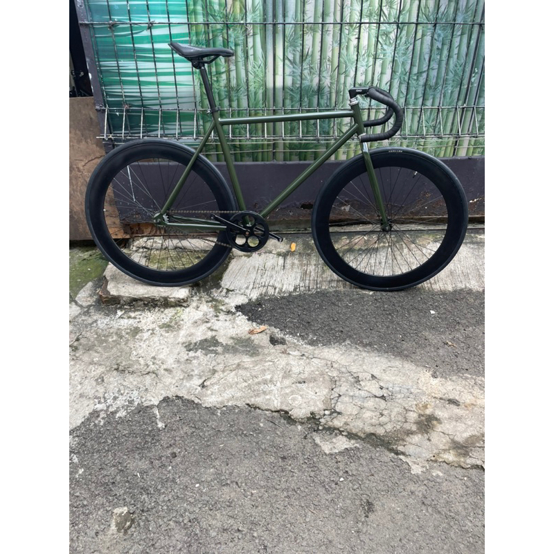 Fullbike sepeda fixie classic lokal 700c size 50 doltrap / Torpedo hijau army