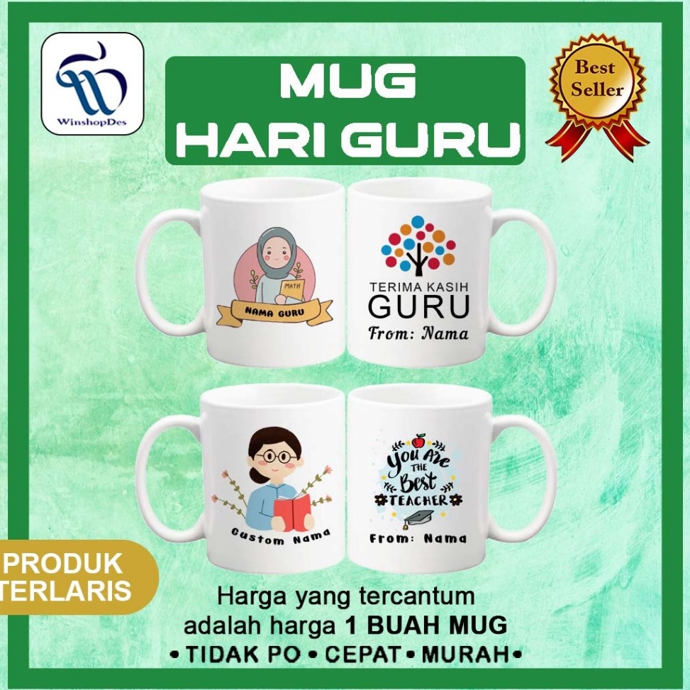 Terbagus Mug Custom Tema Guru  Kado Guru  Hadiah Guru  terima kasih guru  GURU WANITA  GURU CEWEK