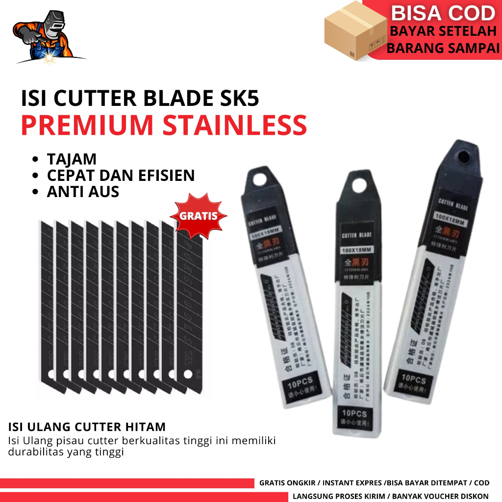 

Isi Ulang Cutter Hitam Besar 18mm SK5 Refill Cutter Tajam 18mm Stainless Refill Cutter Besar Tajam Stainless