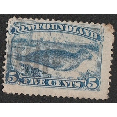 

A 11647 SATU BUAH PRANGKO NEW FOUND LAND NOMINAL FIVE CENTS TEMA SATWA SINGA LAUT DENGAN KONDISI SUDAH ADA CAP