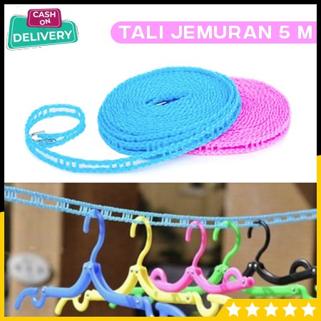 Tali Jemuran Gantungan Baju Hanger Super Praktis Unik Kuat 5 m (meter)
