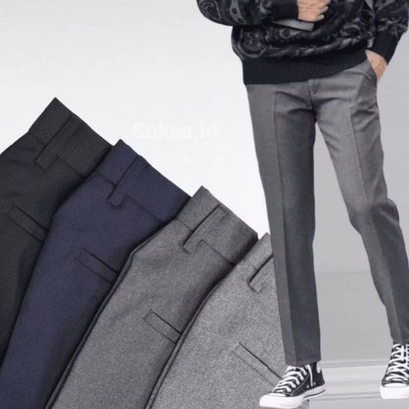 CELANA KANTOR FORMAL PRIA SLIMFIT BAHAN DASAR KAIN WOL