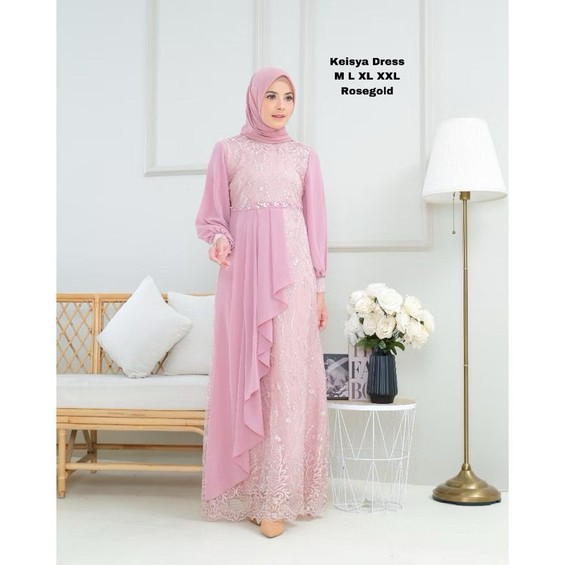 GAMIS WANITA KEISYA DRESS BORDIR TIMBUL / GAMIS PESTA TERBARU / GAMIS WANITA MUSLIM / GAMIS KONDANGA