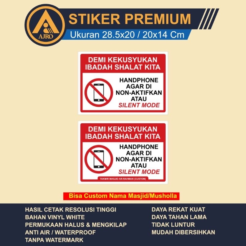 

Stiker Handphone Harap Di Non-Aktifkan / Silent Mode - Bisa Custom Desain - Uk. 28,5x20 / 20x14 Cm