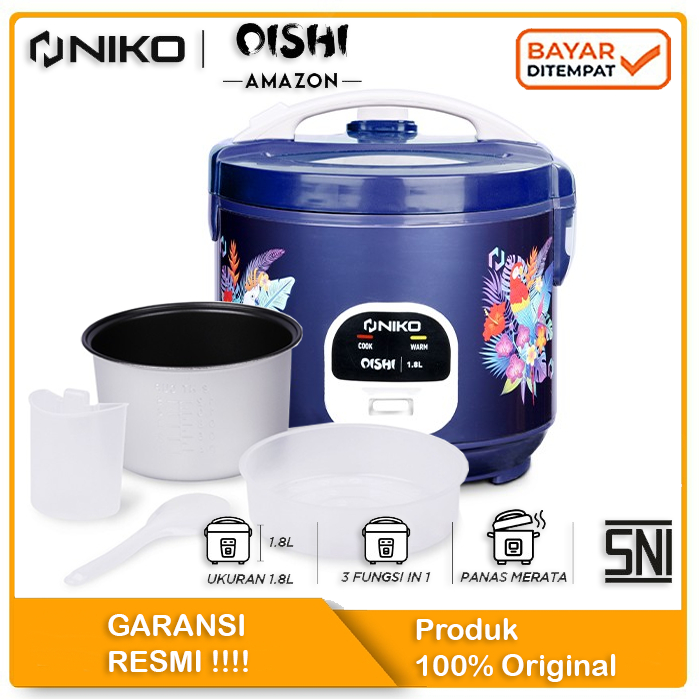 Niko Rice Cooker 1,8 Liter 3 in 1 Tutup Kaca Oishi Amazon Terlaris / Mejikom Niko 1.8 Liter