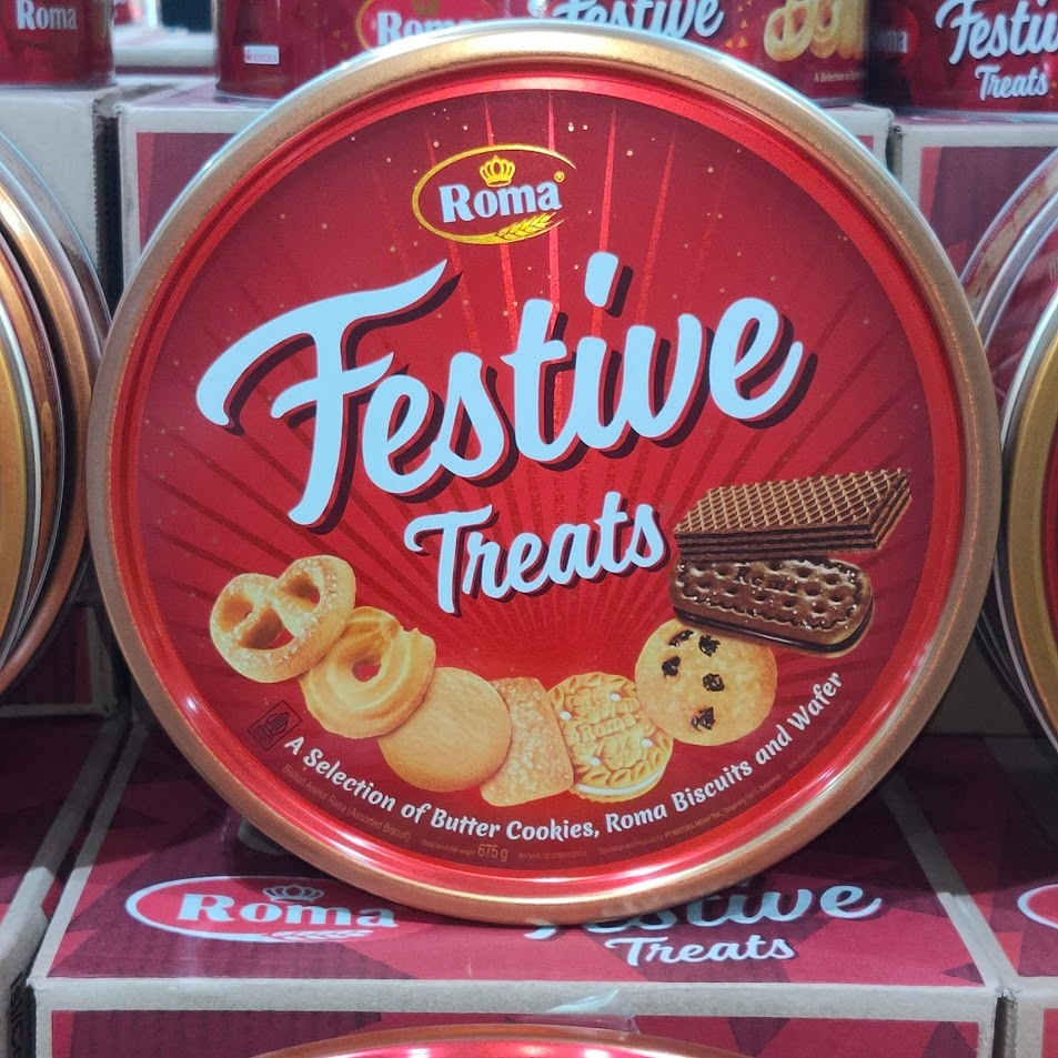 

ROMA Festive Treats KALENG 675gram Butter Cookies Biscuits Wafer Biskuit aneka rasa Hamper Lebaran 2025