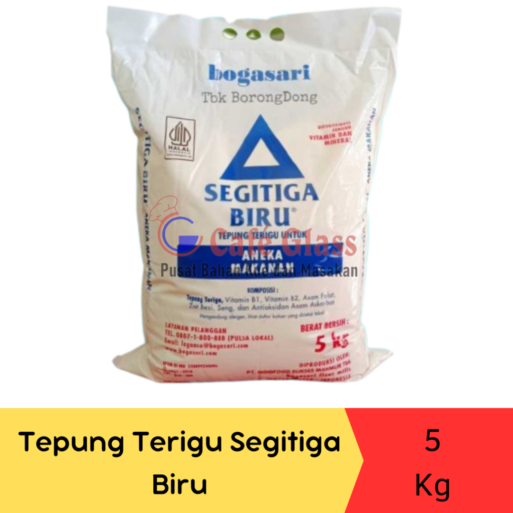 

Tepung Terigu Bogasari Segitiga Biru 5Kg / Tepung Protein Sedang