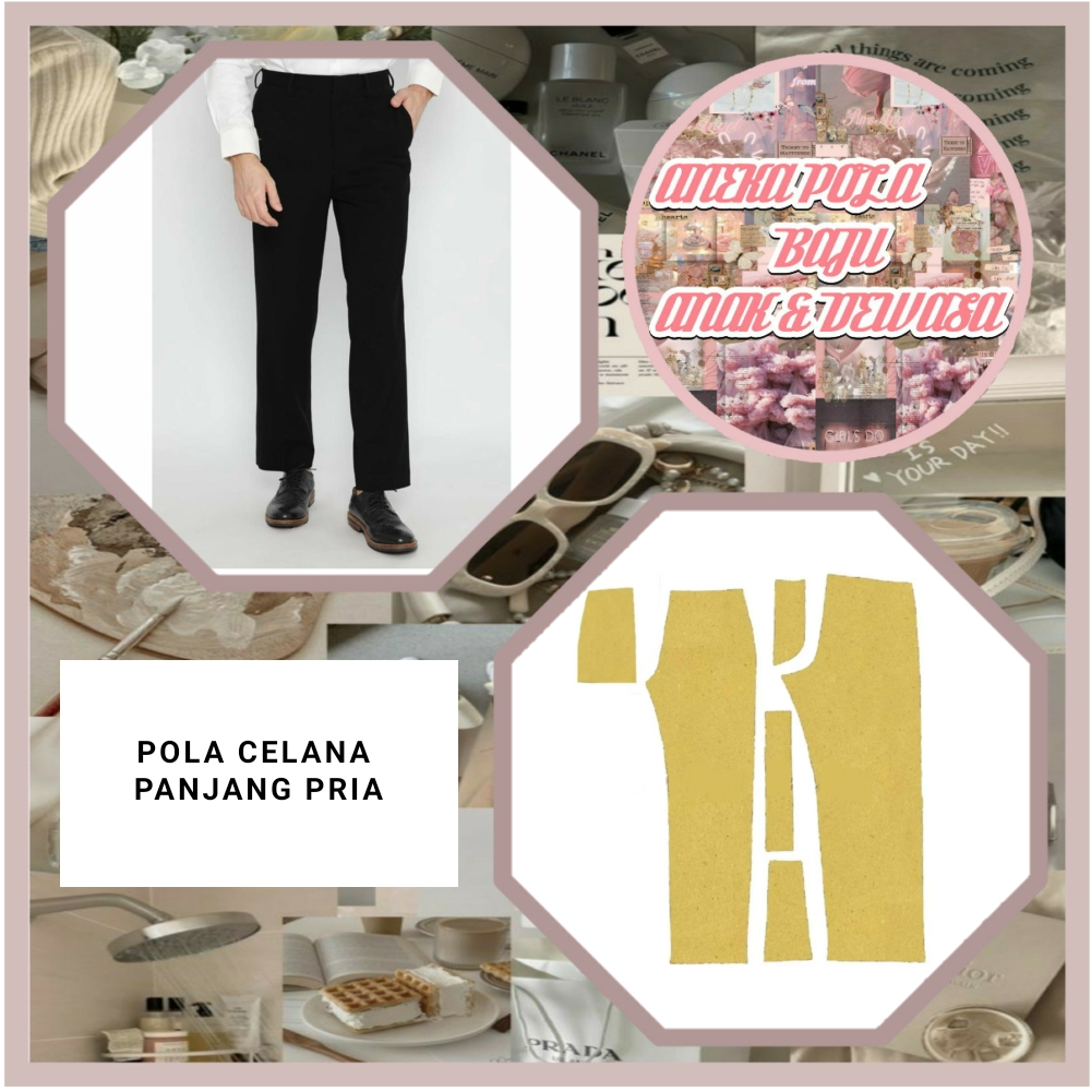 Pola Celana Panjang Pria | Pola Instan Celana Panjang | Pola Jiplak | Pola Jahit |