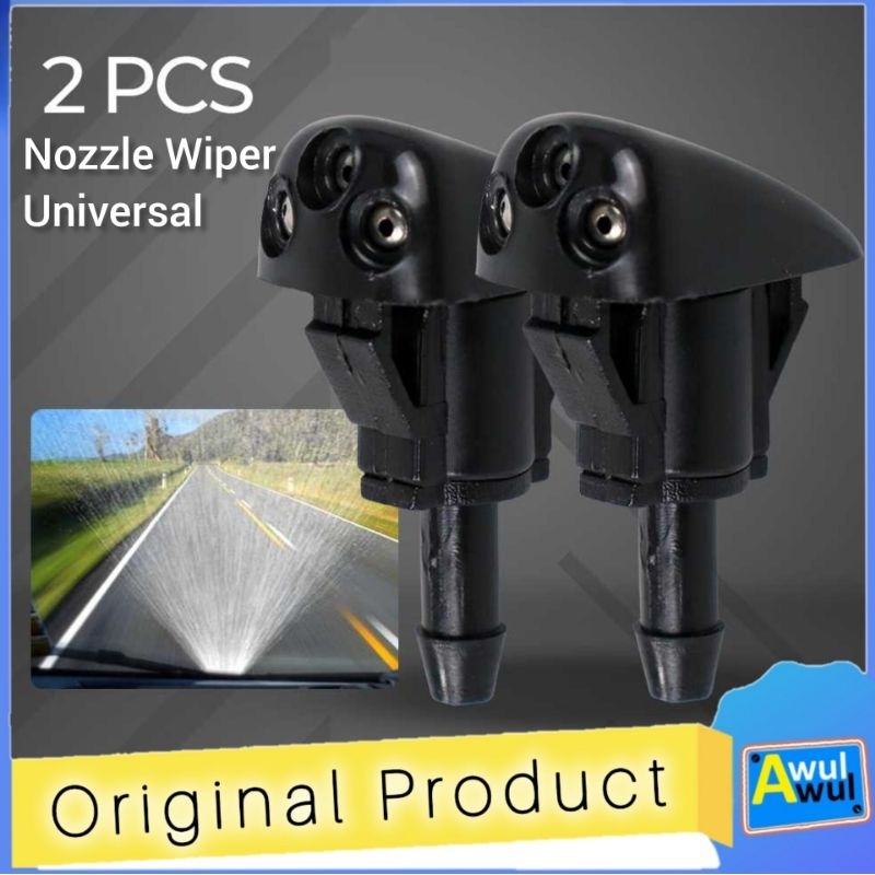 2pcs Nozzle Nosel Kecrutan Semprotan Air Wiper Mobil Universal 3 Lubang utk Toyota Honda Mitsubishi 