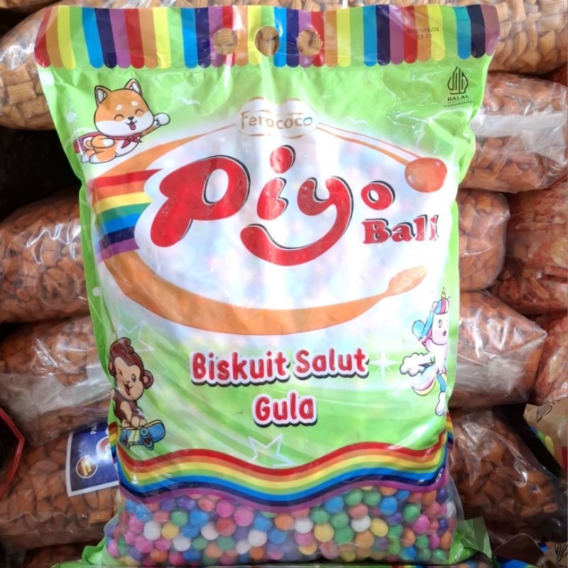 

( 1 BAL isi 3 KG ) BOLA BOLA PELANGI (Piyo) / RAINBOW BALL (Piyo) / BISKUIT SALUT GULA