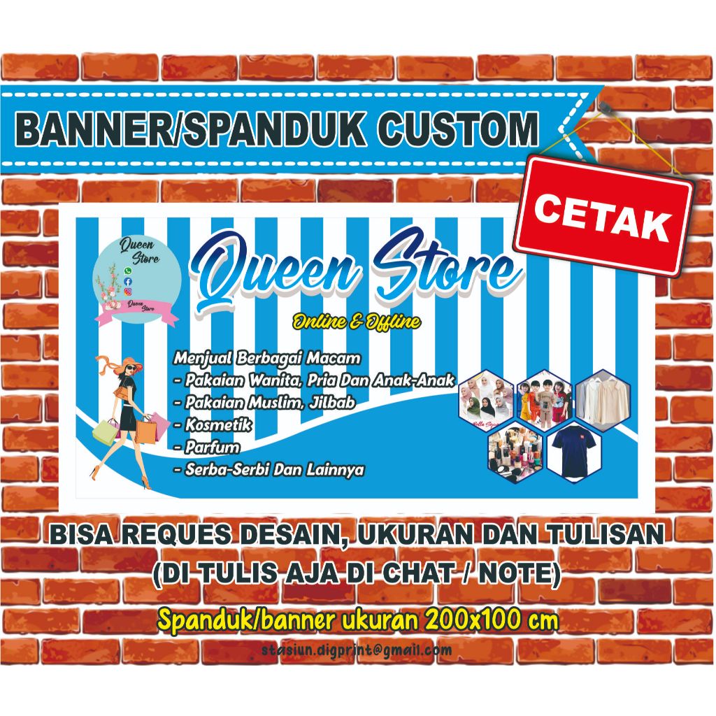 Spanduk Banner, Olshop Custom, Free Desain