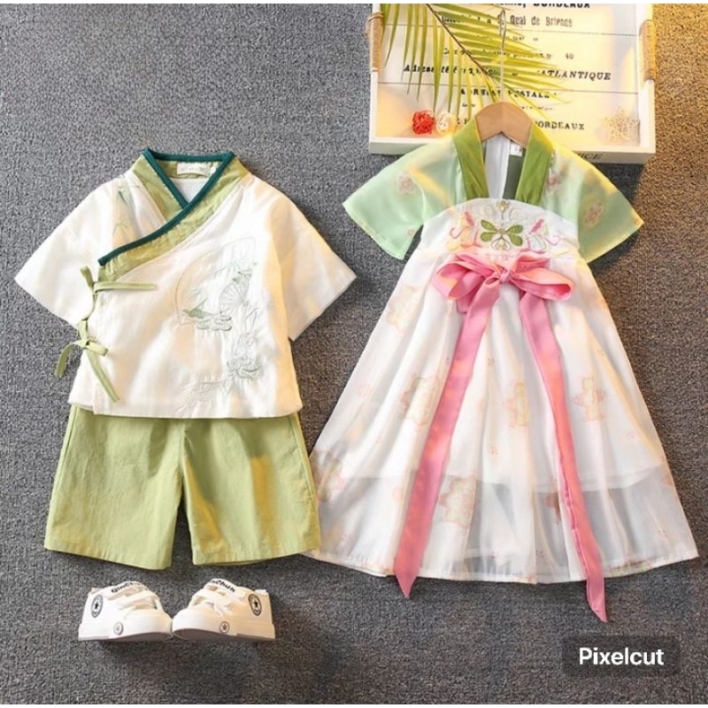 Qipao Hanfu Anak Perempuan Anak Laki-Laki Baju Imlek Baju Tradisional Chinese China