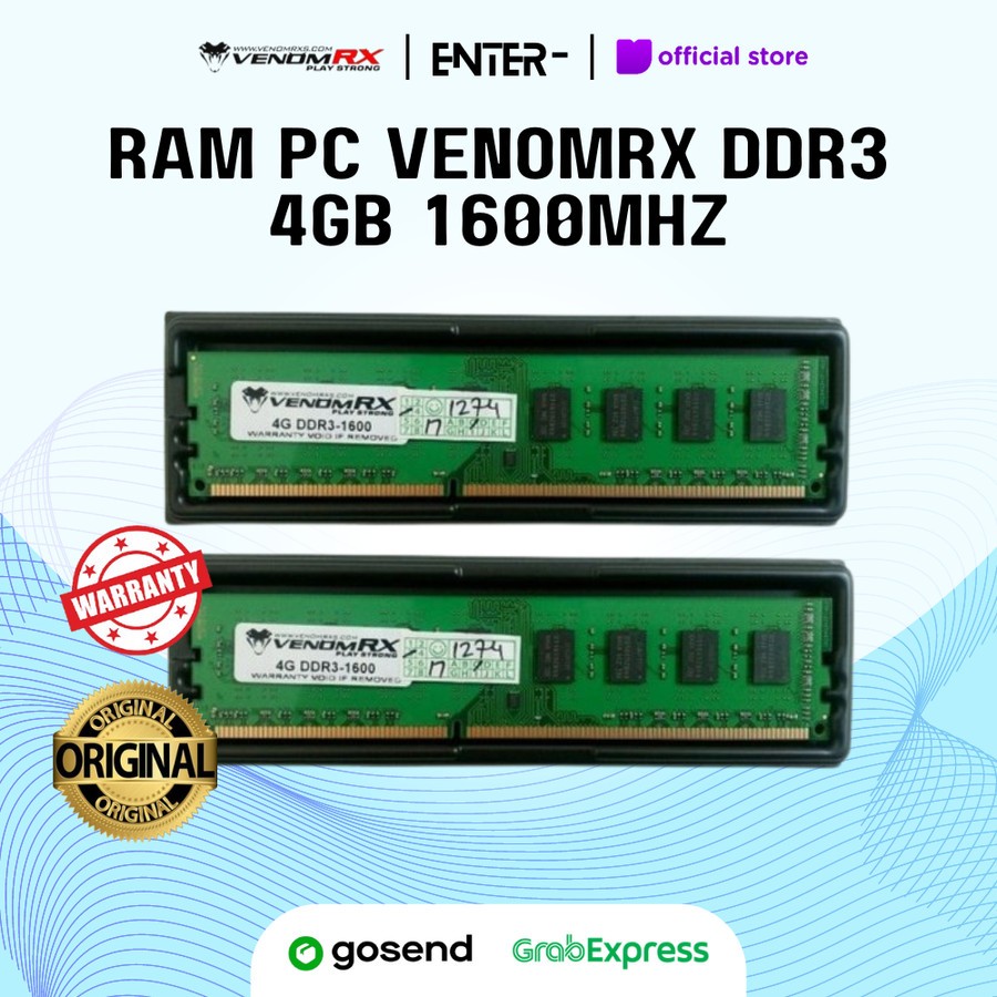 Ram PC Venomrx DDR3L 4GB 8GB 1600mhz