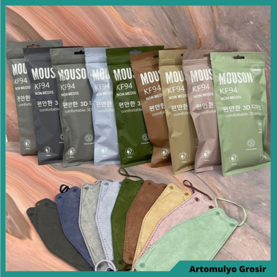 MASKER KF 94 KOREA MOUSON KEA CAREION ISI 10PCS KF94 GRADASI 4PLY 5PLY HITAM PUTIH WARNA ISI 10