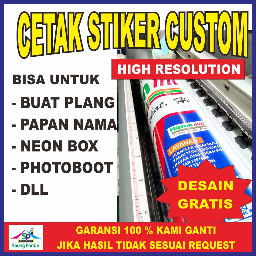 Cetak Stiker Custom Logo, Nama Untuk Plang Toko, Sekolah dll Free Design