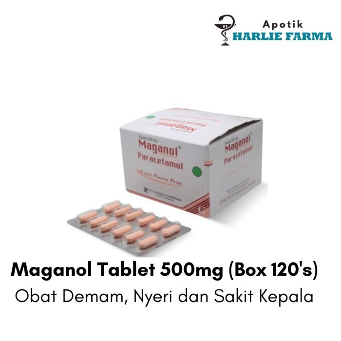 Maganol Paracetamol 500mg Tablet Kaplet Per Strip isi 12 tab