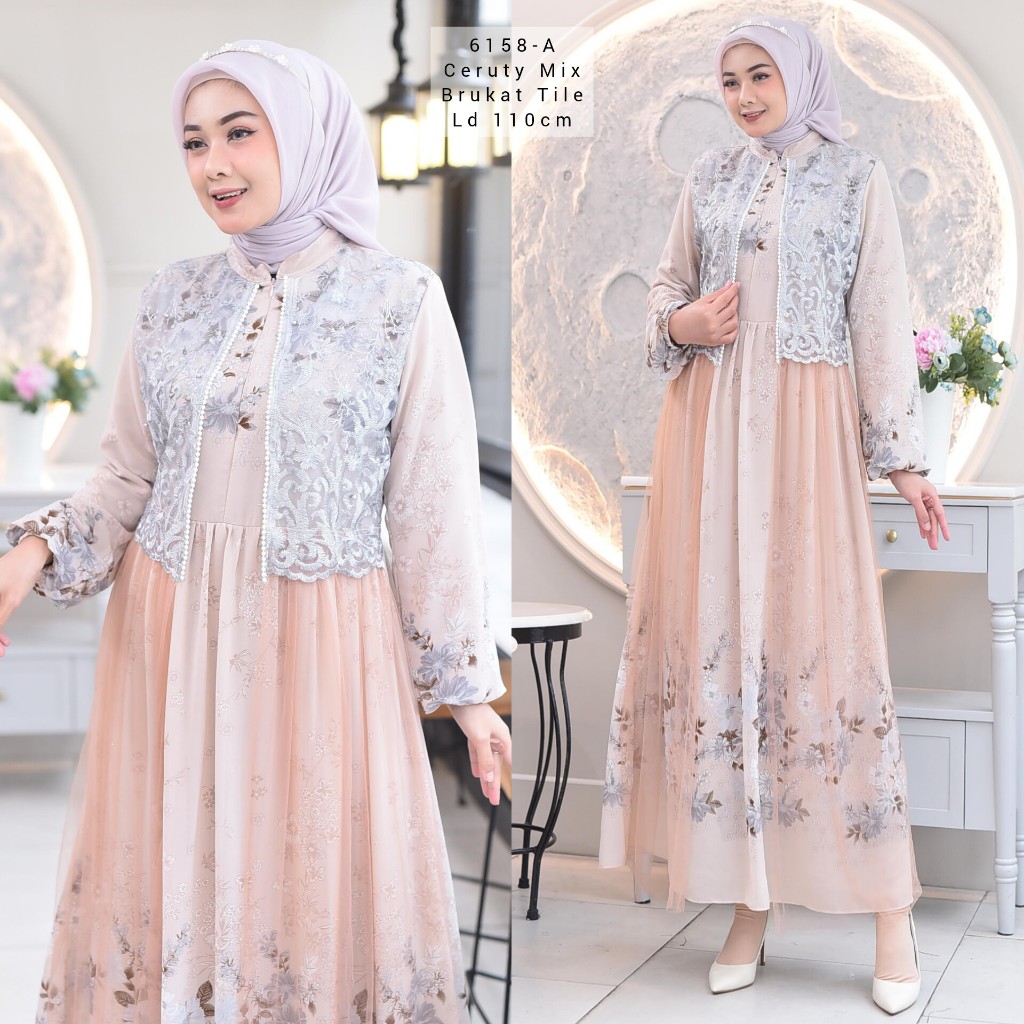 Gamis Motif Murah Premium Wanita Muslim Premium Dress Wanita Muslim Gamis Panjang Wanita Long Dress 
