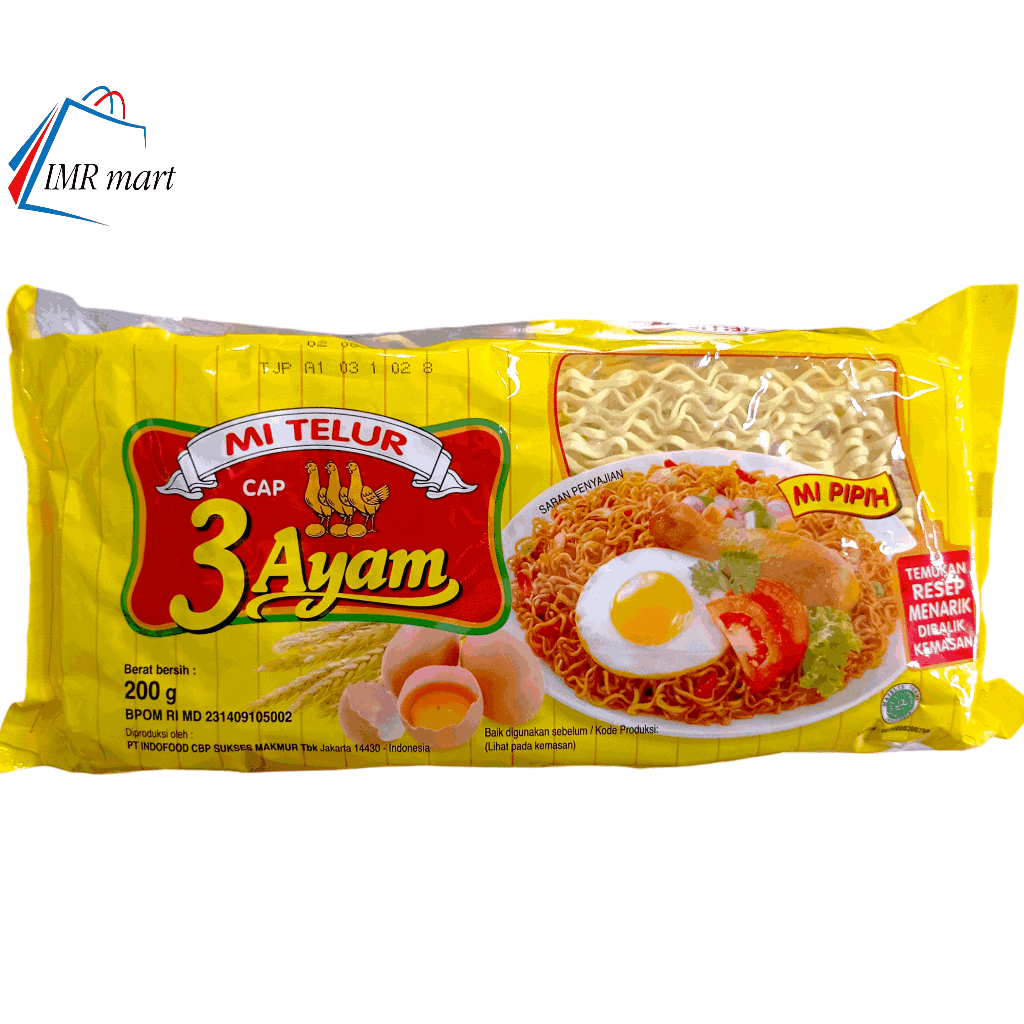 

Mie Telur Cap 3 Ayam Kuning Kemasan 200 gram