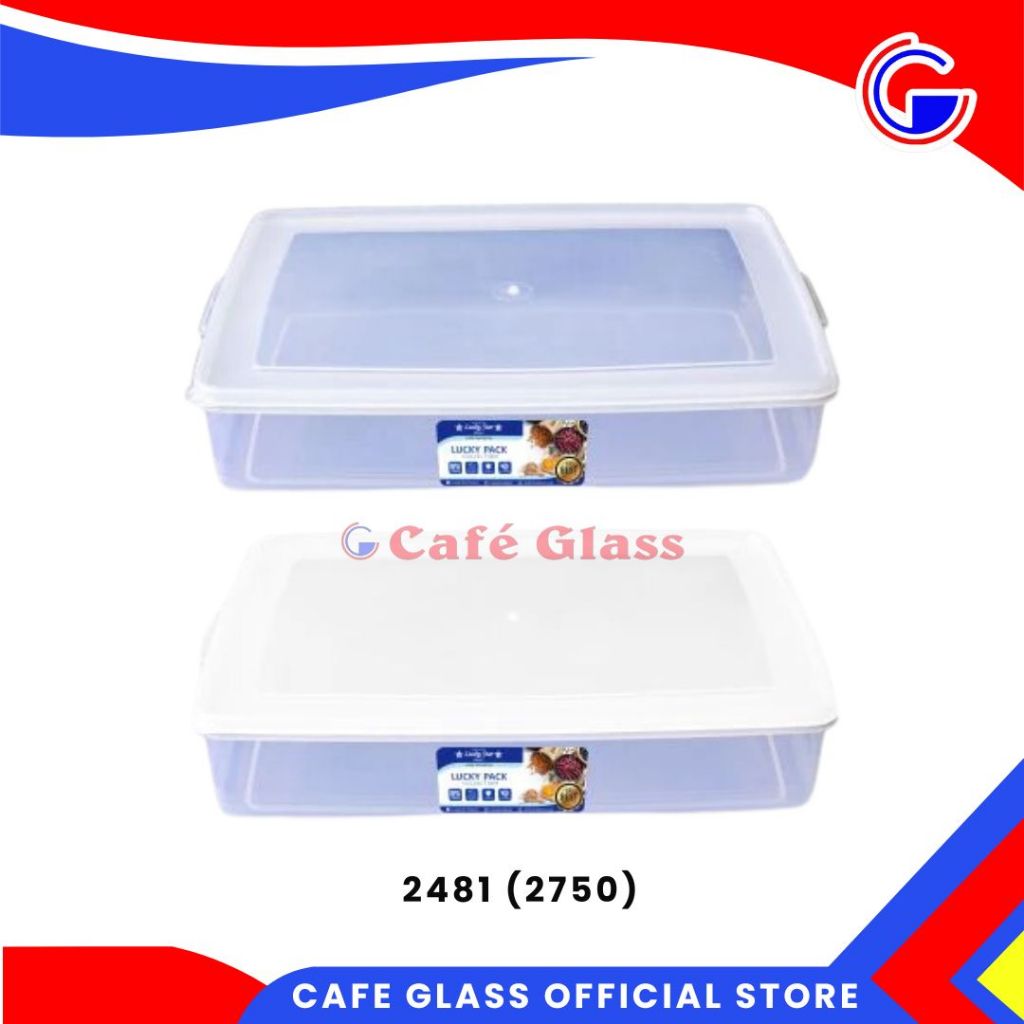 Lucky Star Lucky Pack 2.75L - Wadah Kotak Makan Bening - Toples Plastik Kedap Udara Box Donat Buah S