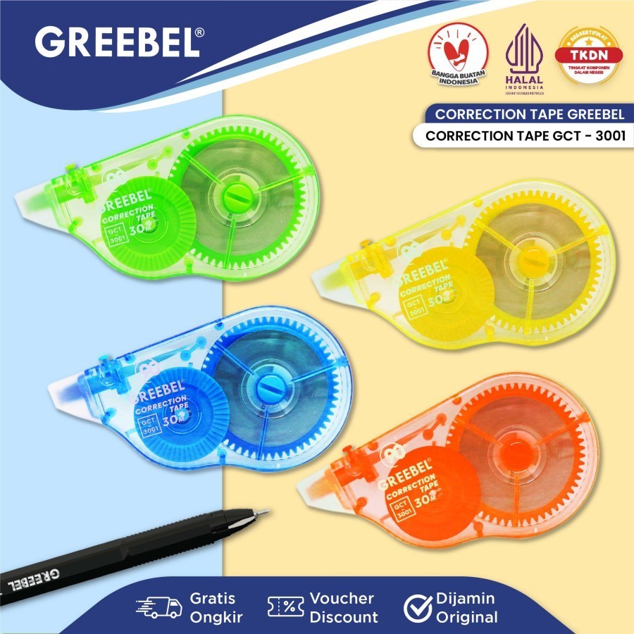 

Correction Tape Greebel GCT-3001 Corrtape Pita Koreksi Tip Ex Kertas Roll