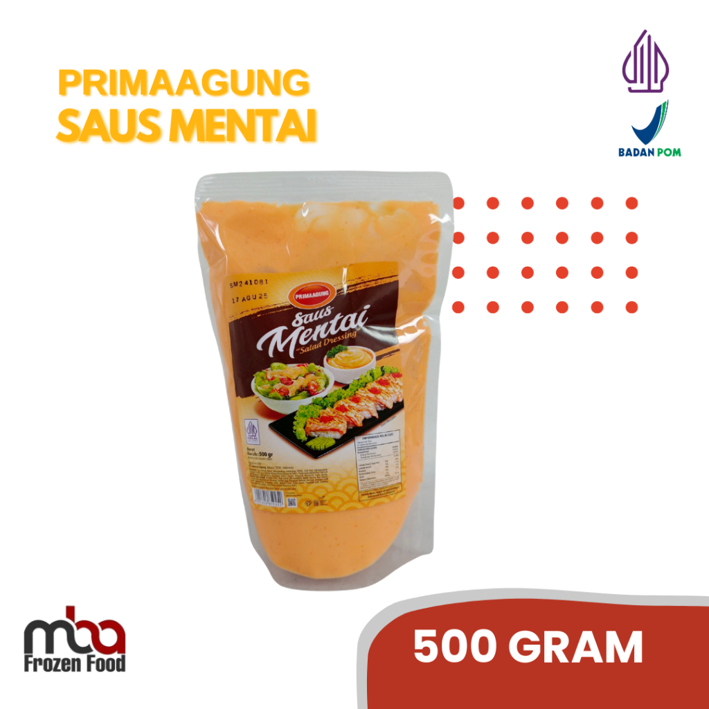 

Primaagung Saus Mentai / Salad Dressing 250 /500 Gram /Saos /Topping /Dressing / /Mayo /Saus /Dressing /Salad /Bakaran /Sate /Topping /Mayonnaise /Cocolan /Saos /Bumbu /Masakan