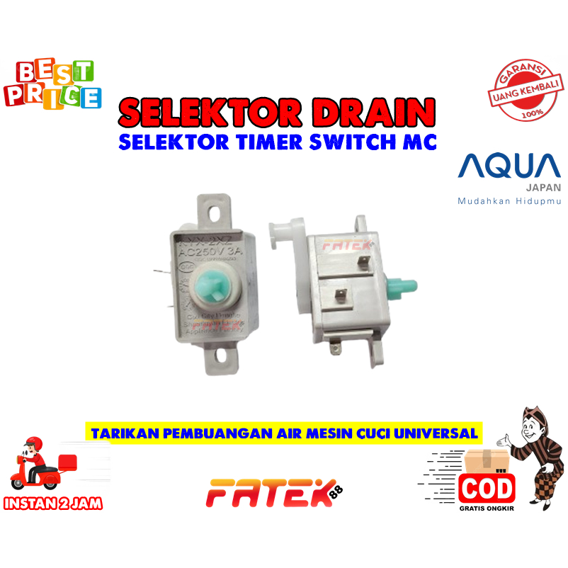 TIMER SELECTOR DRAIN AQUA KOTAK KYK-2XZ | SELECTOR SWITCH WASH / DRAIN MESIN CUCI AQUA 3 PIN