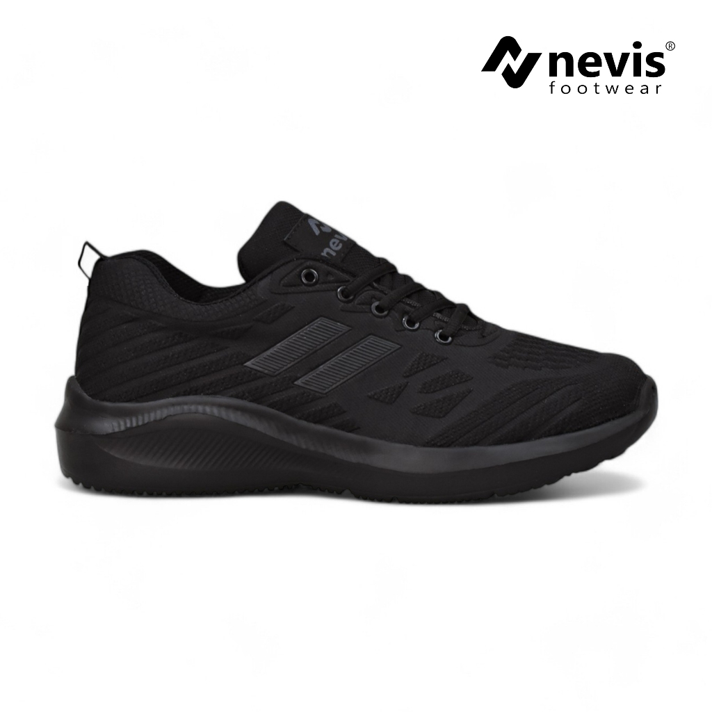NEVIS Sepatu Pria Jumbo Big Size 39-49 Hugo Sport Sneakers Casual Olahraga Running Lari Full Black H