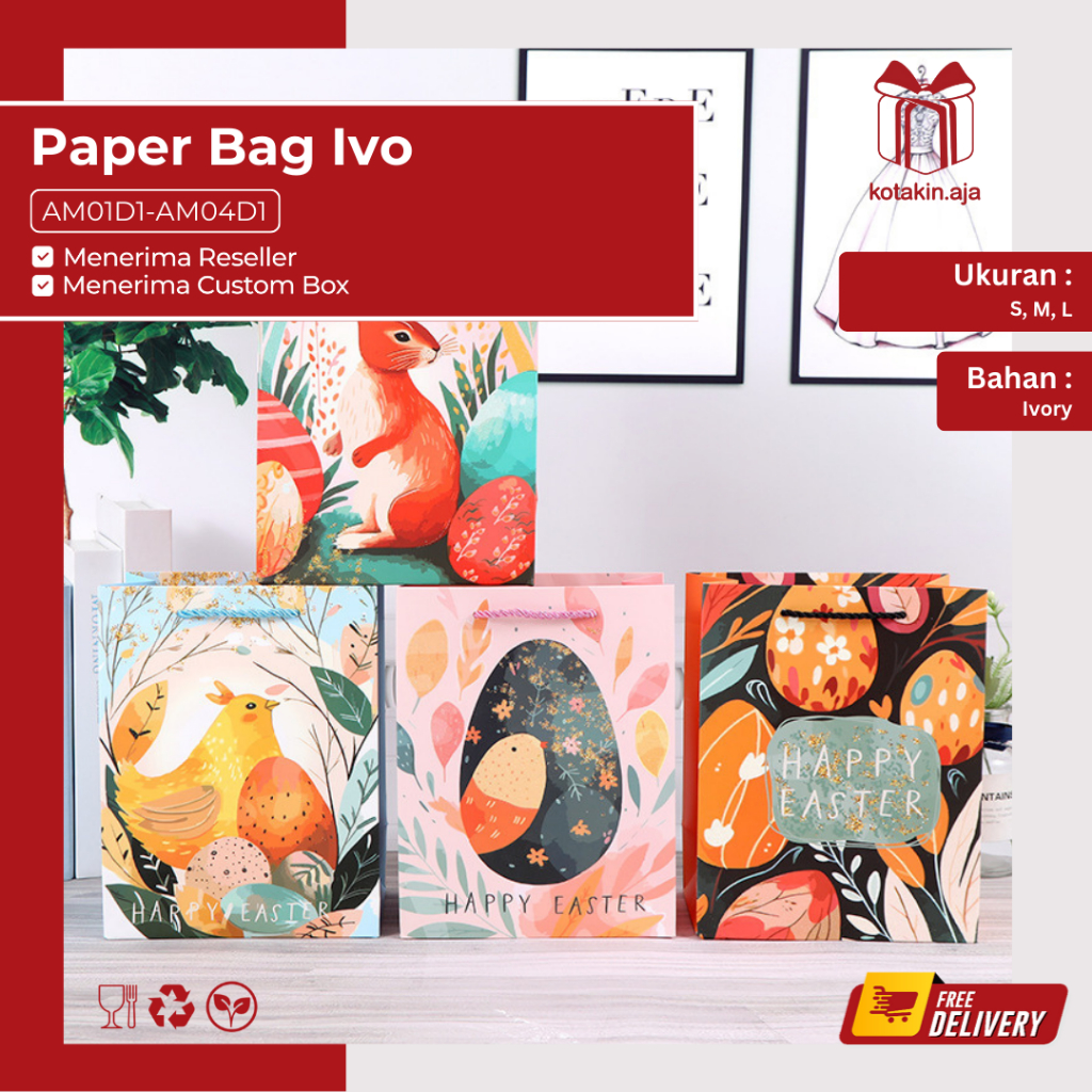 

Paper Bag Paskah / Goodiebag Paskah / Paper Bag Easter / Goodiebag Easter / Hampers Paskah / Hampers Easter I AM01D1-AM04D1