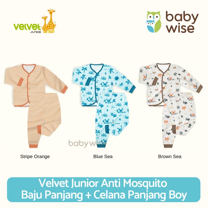 Velvet Junior Anti Mosquito Baju Panjang + Celana Panjang Boy - Baju Setelan Anak Laki-Laki