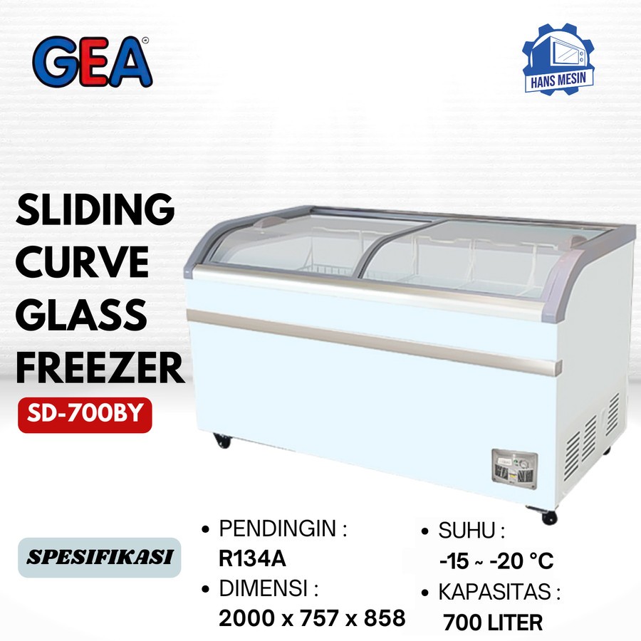 SLIDING CURVE GLASS FREEZER (GEA) SD-700BY / Freezer Box GEA 700 Liter