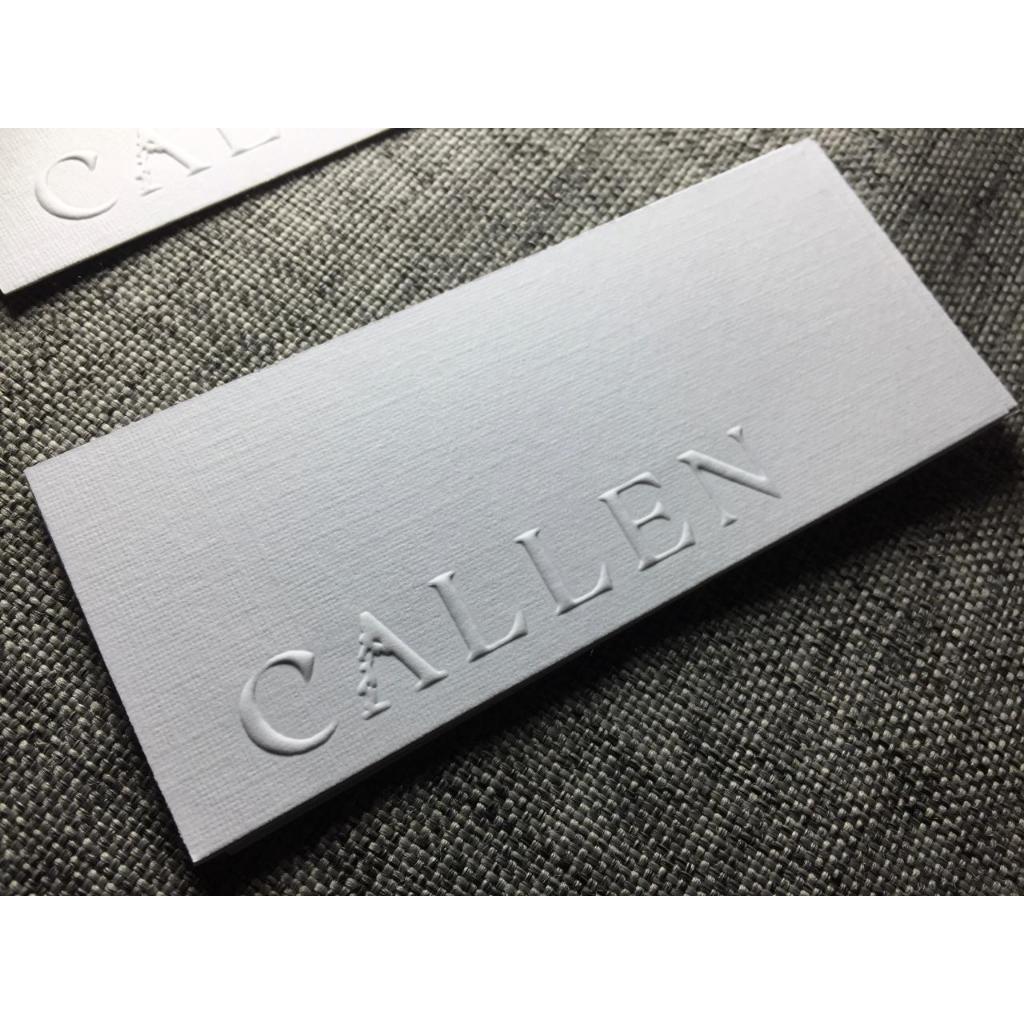 

Custom hangtag blind emboss tekstur brand Cottage