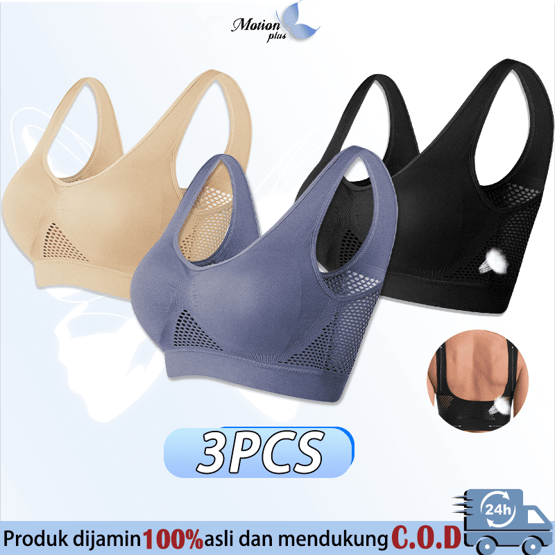 SPORT BRA (3PCS) Seamless Sport Push Up Bra Jumbo Big Size Tanpa Kawat Busa Tipis Gym Yoga Tank Top 