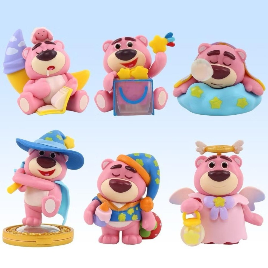 Miniso x lotso Sweet Dream Blind Box Mainan Mini Figur Lotso Tidur Strawberry Bear Blind Box Figure 