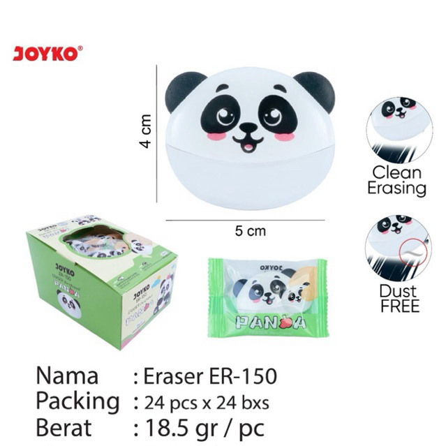 

( 1 pcs ) Joyko Eraser ER-150 Panda Karakter / Eraser ER150 Panda / Penghapus Pencil Karet Panda Lucu No dust