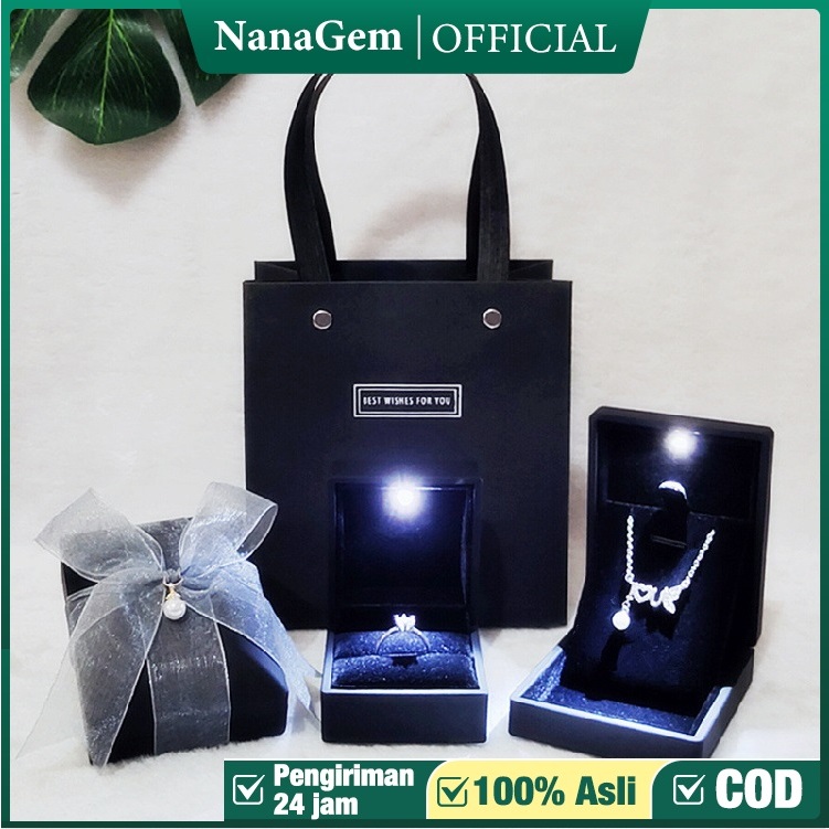 

Kotak perhiasan led gelang dan cincin Kotak Perhiasan Biru Merah Kotak Perhiasan Hadiah Hari Valentine Proposal Pernikahan