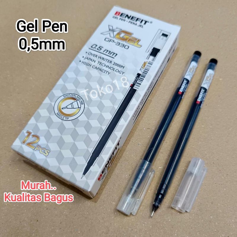

1 Pak Pulpen Gel 0,5mm Benefit Xgel(Isi 12 Pcs)
