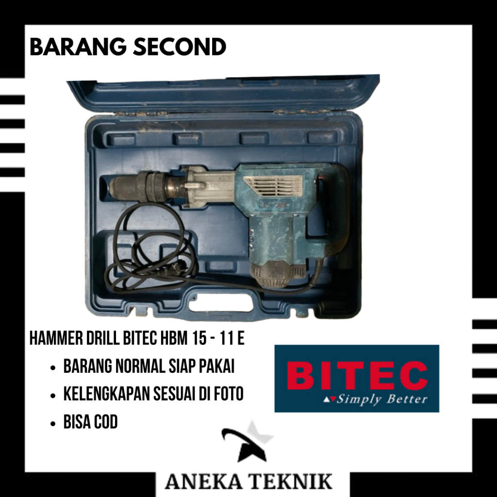 BITEC Mesin Bobok Tembok Beton Bor Demolotion Hammer Drill Hbm 15-11 E