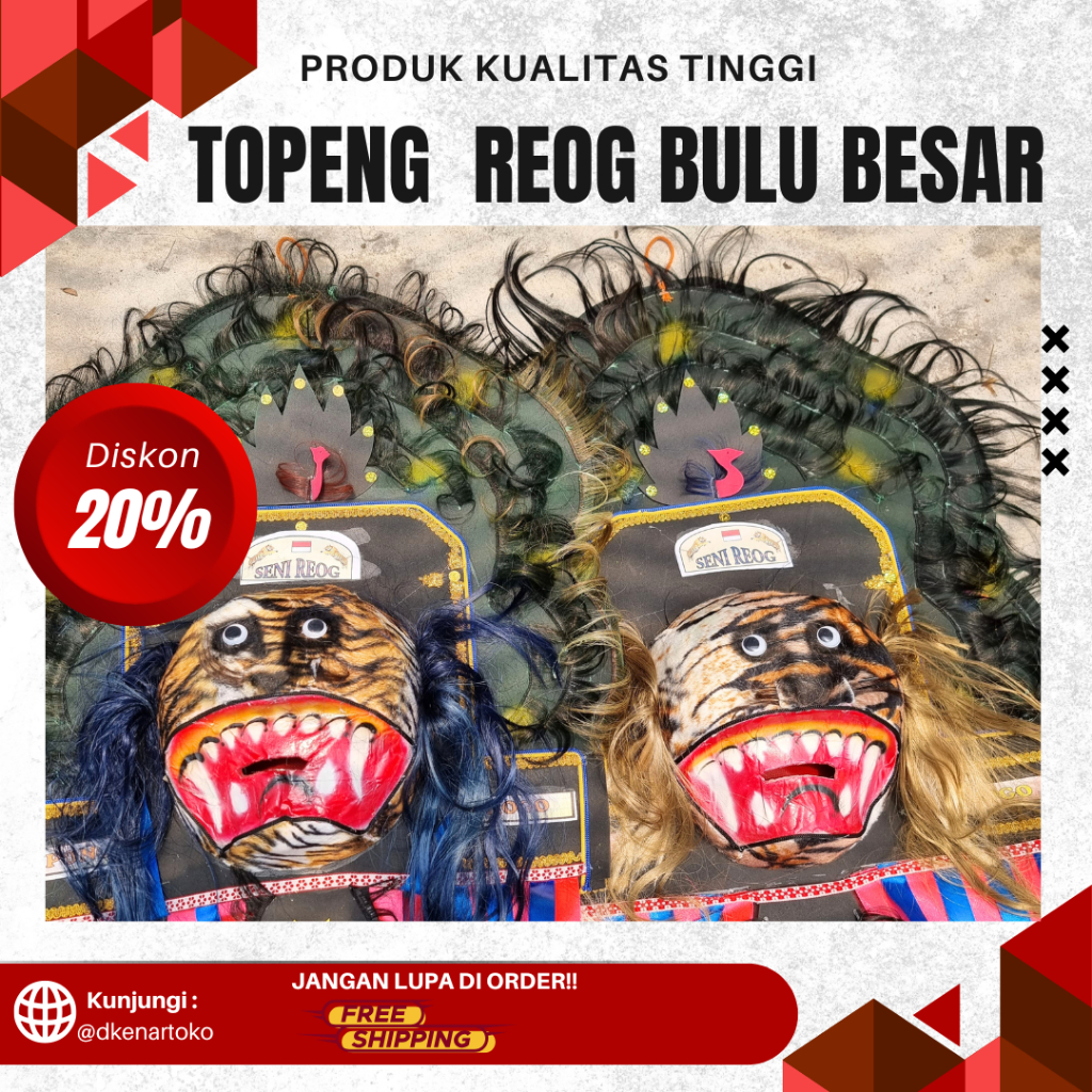 Topeng Reog Ponorogo Eksklusif dengan Bulu Merak|Topeng reog ponorogo dadak merak harimau