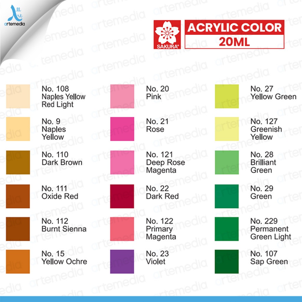 

Sakura Acrylic 20ml Acrylic Color Paint Cat Akrilik - 01/02